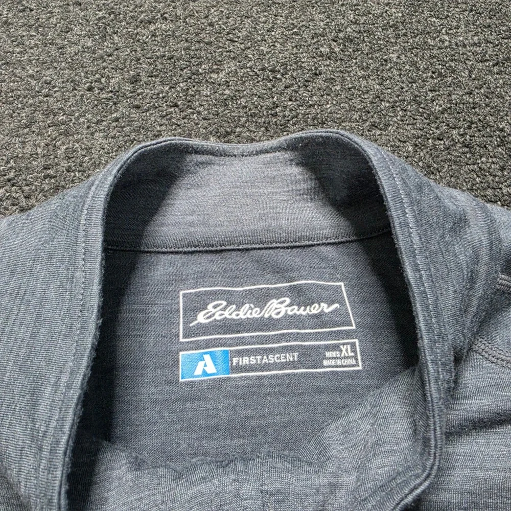 Eddie Bauer First Ascent Merino Wool 1/4 Zip Gray Mens XL Long Sleeve Outdoors